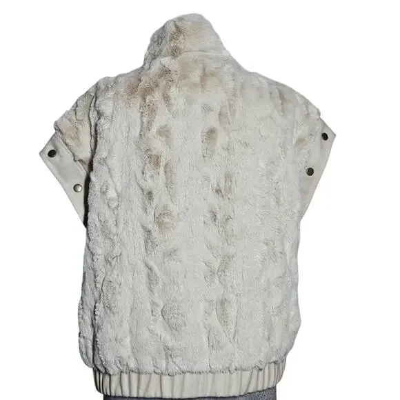 Saltwater Luxe Cream Flux Vegan Fur Jacket Size Small - Picture 2 of 4